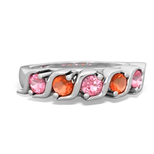 pink sapphire-fire opal timeless ring