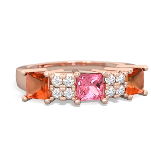 pink sapphire-fire opal timeless ring