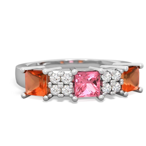 pink sapphire-fire opal timeless ring