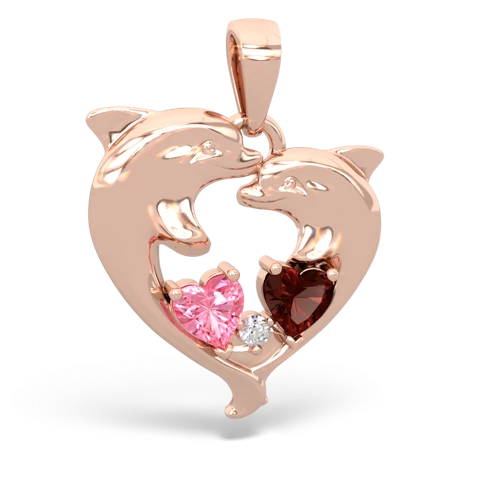 pink sapphire-garnet dolphins pendant