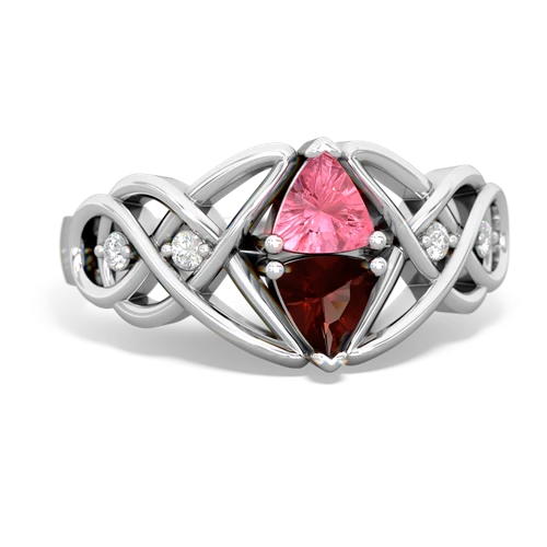 pink sapphire-garnet celtic knot ring