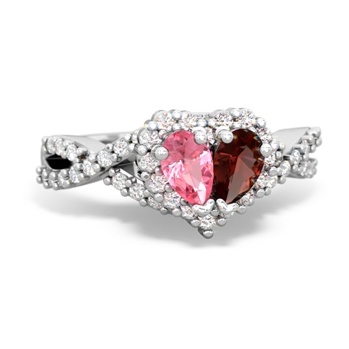 pink sapphire-garnet engagement ring