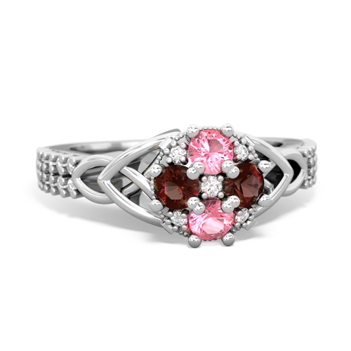 pink sapphire-garnet engagement ring