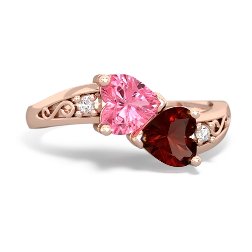 pink sapphire-garnet filligree ring