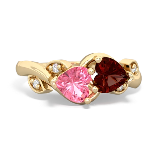 pink sapphire-garnet floral keepsake ring