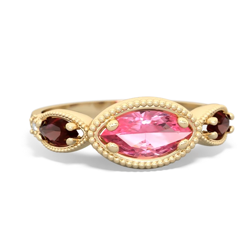 pink sapphire-garnet milgrain marquise ring