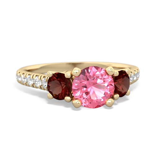 pink sapphire-garnet trellis pave ring