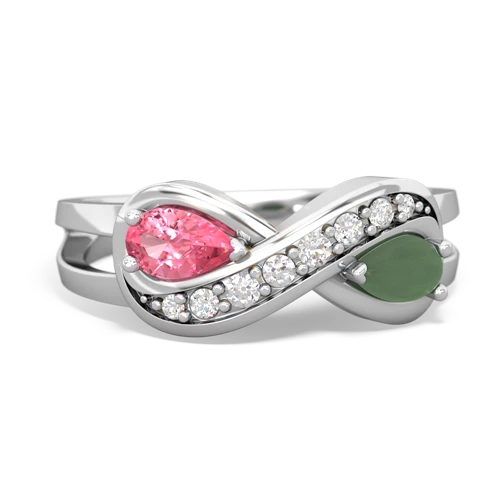 pink sapphire-jade diamond infinity ring