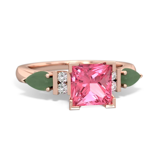 pink sapphire-jade engagement ring