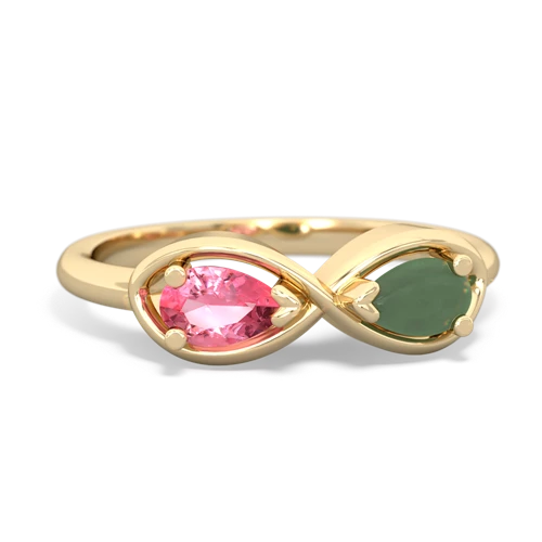 pink sapphire-jade infinity ring