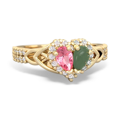 pink sapphire-jade keepsake engagement ring