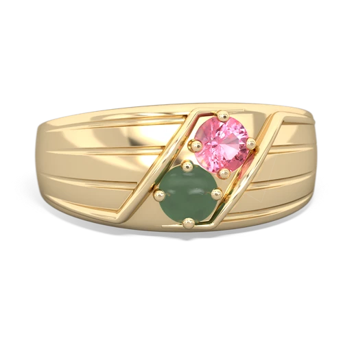 pink sapphire-jade mens ring