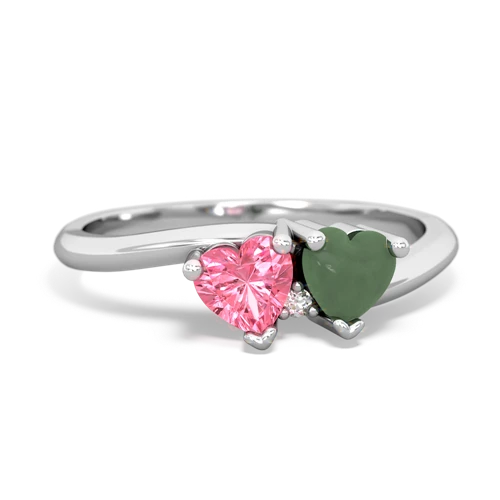 pink sapphire-jade sweethearts promise ring