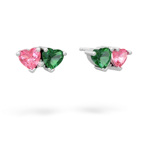 pink sapphire-lab emerald  earrings