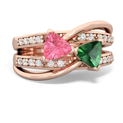 pink sapphire-lab emerald couture ring