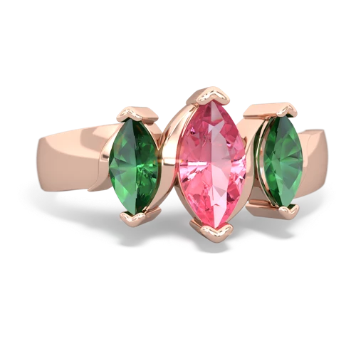 pink sapphire-lab emerald keepsake ring