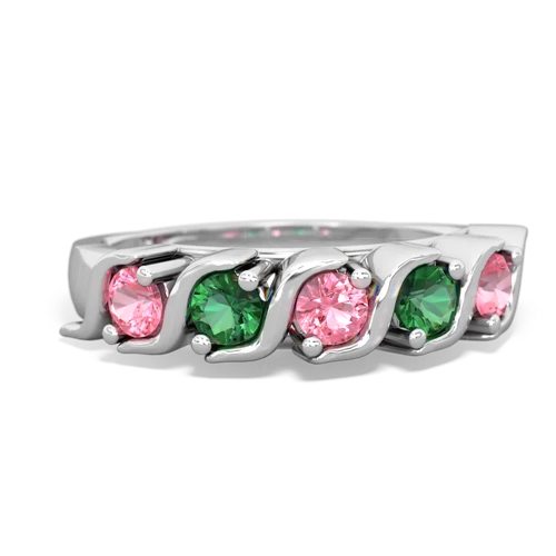 pink sapphire-lab emerald timeless ring