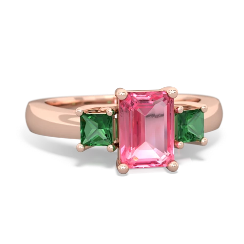 pink sapphire-lab emerald timeless ring