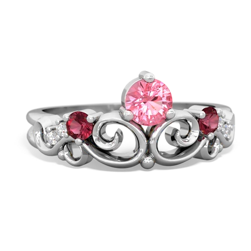 pink sapphire-lab ruby crown keepsake ring