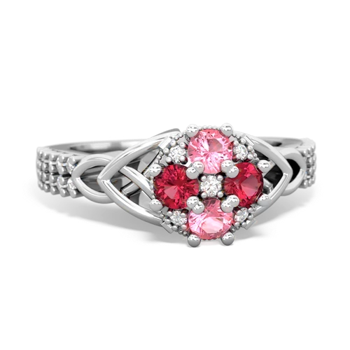 pink sapphire-lab ruby engagement ring