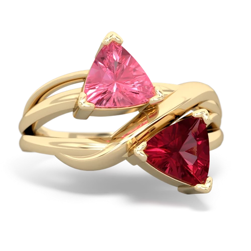 pink sapphire-lab ruby filligree ring