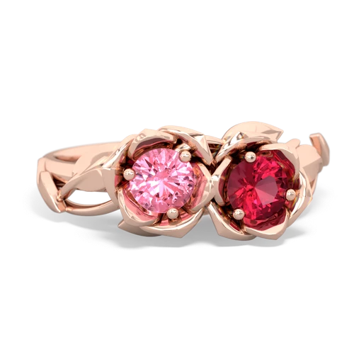 pink sapphire-lab ruby roses ring