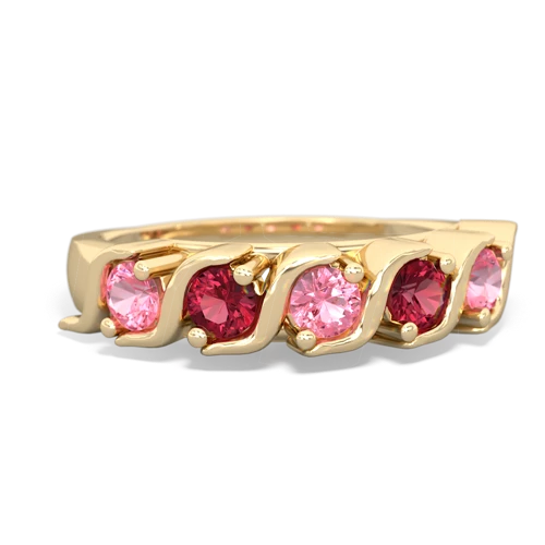 pink sapphire-lab ruby timeless ring