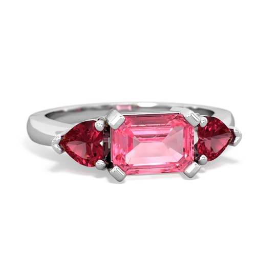 pink sapphire-lab ruby timeless ring