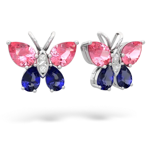 pink sapphire-lab sapphire butterfly earrings