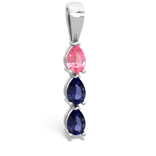 pink sapphire-lab sapphire three stone pendant