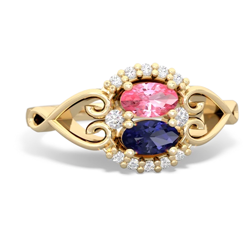 pink sapphire-lab sapphire antique keepsake ring