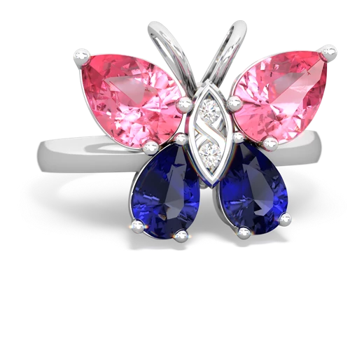 pink sapphire-lab sapphire butterfly ring