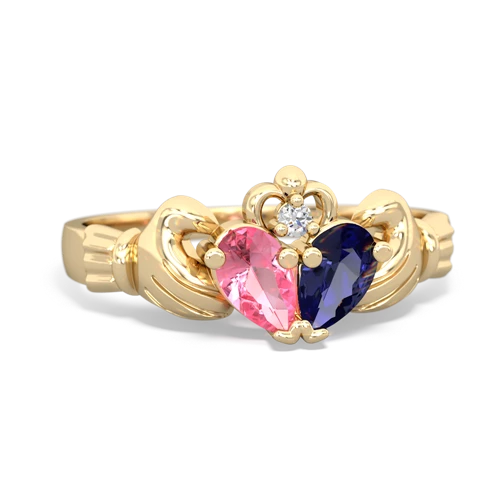 pink sapphire-lab sapphire claddagh ring