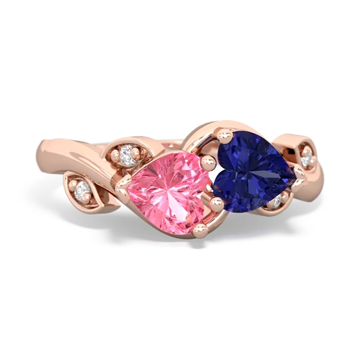 pink sapphire-lab sapphire floral keepsake ring