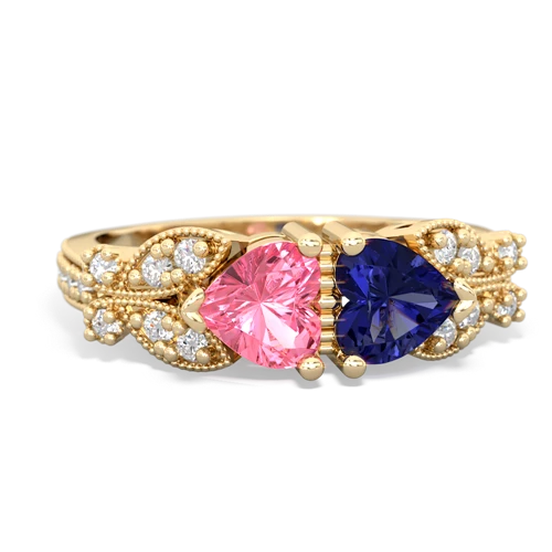 pink sapphire-lab sapphire keepsake butterfly ring