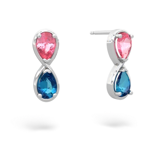 pink sapphire-london topaz infinity earrings