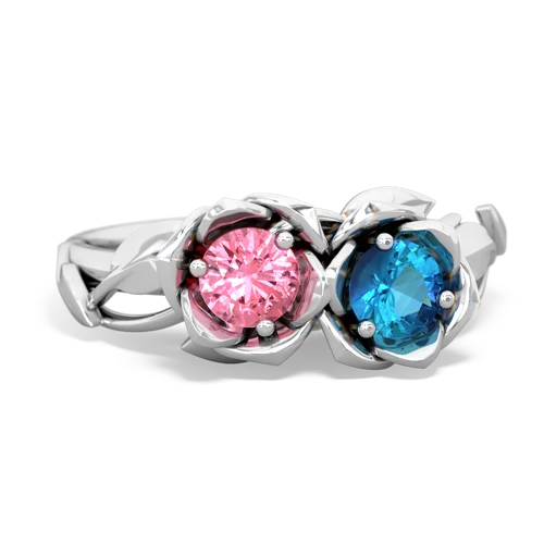 pink sapphire-london topaz roses ring