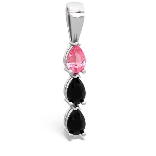 pink sapphire-onyx three stone pendant