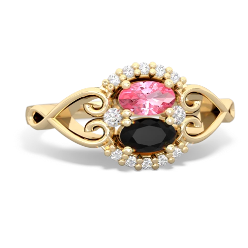 pink sapphire-onyx antique keepsake ring