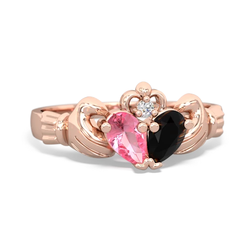 pink sapphire-onyx claddagh ring