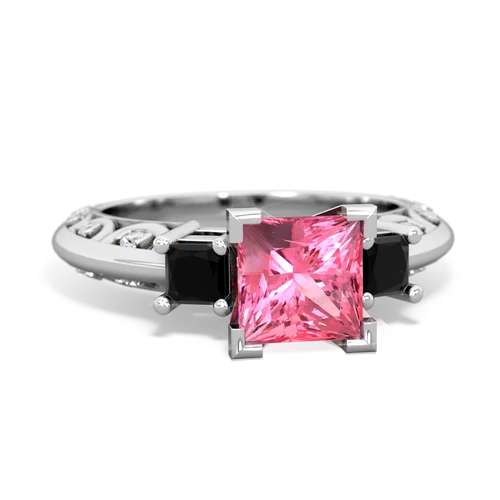 pink sapphire-onyx engagement ring