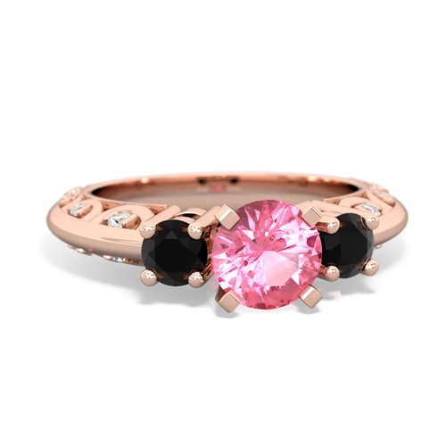 pink sapphire-onyx engagement ring