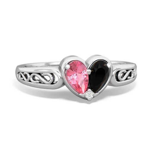 pink sapphire-onyx filligree ring