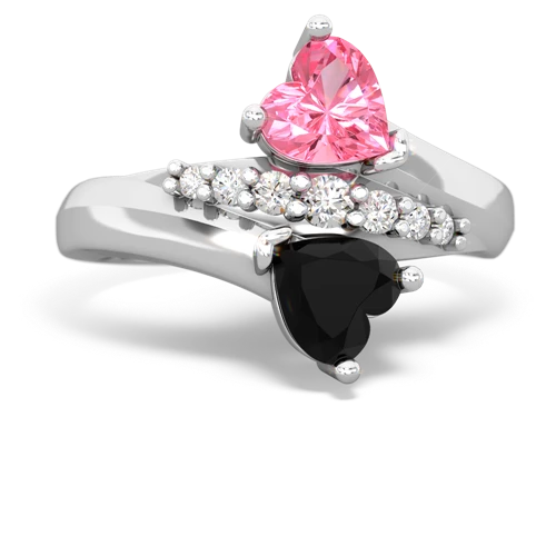 pink sapphire-onyx modern ring