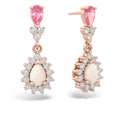 pink sapphire-opal dangle earrings