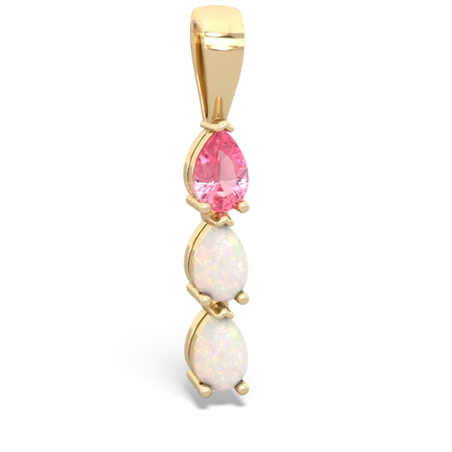 pink sapphire-opal three stone pendant