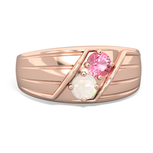 pink sapphire-opal mens ring