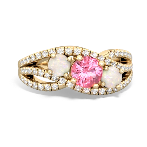 pink sapphire-opal three stone pave ring