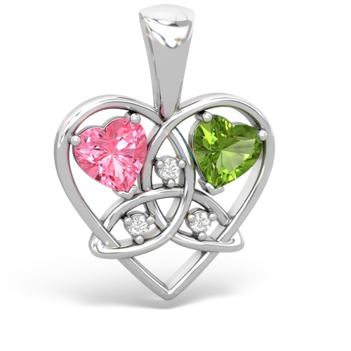 pink sapphire-peridot celtic heart pendant