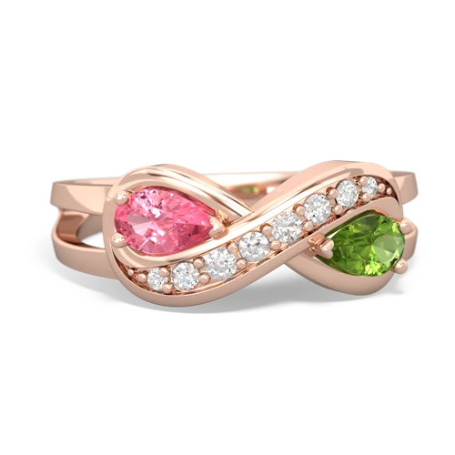 pink sapphire-peridot diamond infinity ring